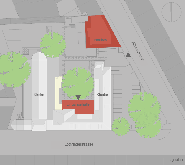 Lageplan Klosteranlage St. Alfons, Aachen